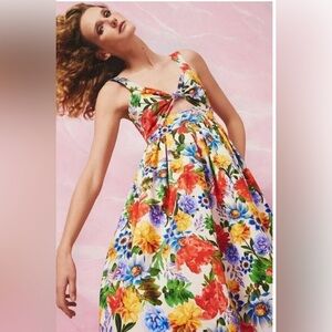NEW Cara Cara Laurel Knotted Cutout Midi Dress in multicolored size 6 floral